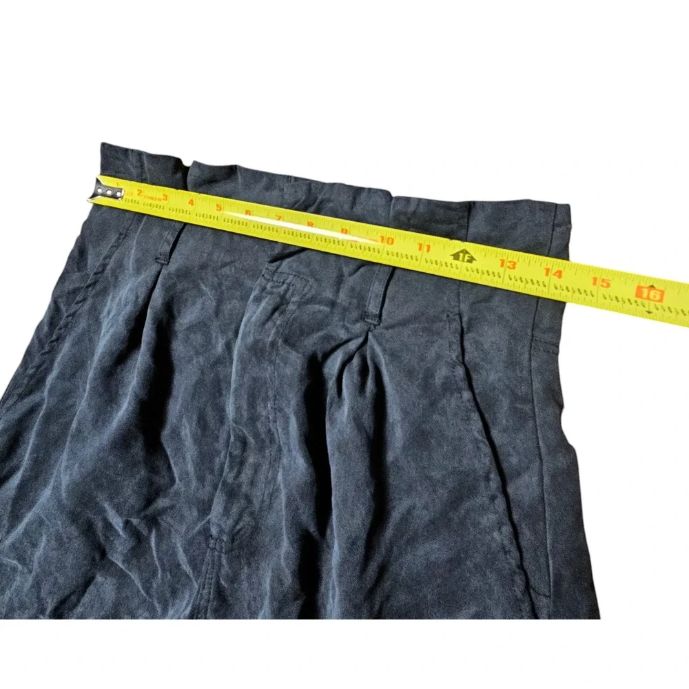 Reformation Paperbag Mini Skirt Slash‎ Pockets Pleated Womens 4 Black Tencel